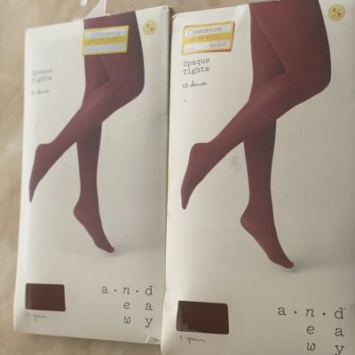 SEXY WOMEN OPAQUE TIGHTS LOT 2-BIG CHERRY COLOR -SIZE S/M BRAND -“A NEW DAY”