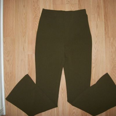 H&M LEGGINGS DRESSY STYLE WOMAN SIZE S FLARE LEG DARK GREEN ELASTIC WAIST NICE!