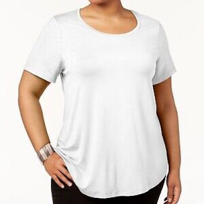 Jm Collection Plus Size Short-Sleeve Top, - Bright White 3X