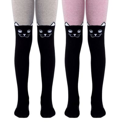 #4?-02??(466) - Tip-Top Conte-Kids Cat Face Cotton Tights For Girls 2yr. - 12yr.