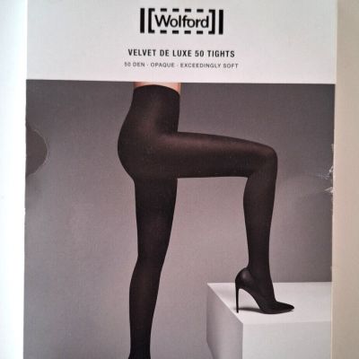 NIB Wolford Velvet De Luxe 50 Tights Opaque Gray Anthracite Size Medium