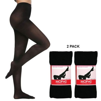 2 Pairs Ladies Tights Stockings Winter Footed Dance Pantyhose One Size Black