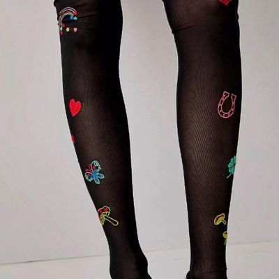 Only Hearts Embroidered Thigh High Stockings