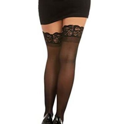 Women's Sheer Thigh High Pantyhose, Hosiery, Nylons,Stockings One Size Black