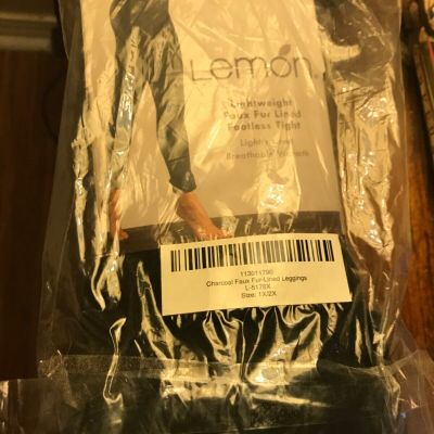 Lemon Faux Fur Lined Footless Tights Size 1X-2X  (200-265 lbs.)  NEW WITH TAGS