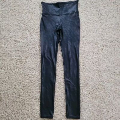 Spanx Black Coated Faux Leather Pull On Legging Pants S Skinny