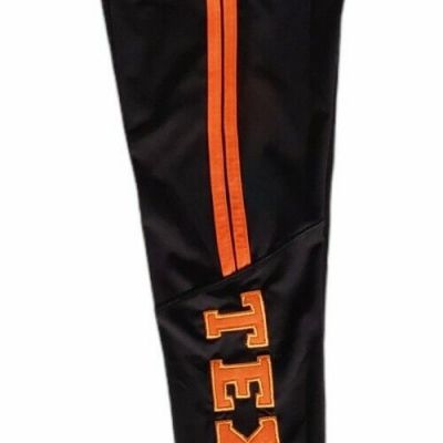 New Lydaa Women's Texas Striped High-Rise Leggings Size S/M Black & Burn Orange