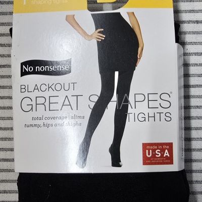 No Nonsense Blackout Great Shapes Shaping Tights  SIZE MEDIUM Black