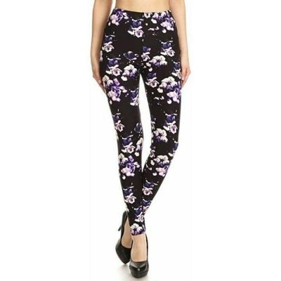 3X - 5X Luscious Purple Posies Women'S Ultra Soft High Waist Fashion