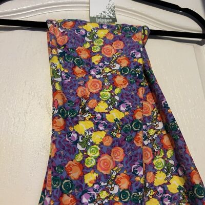 Lularoe DISNEY Daisy Duck Purple Coral TC Leggings new Bright Floral