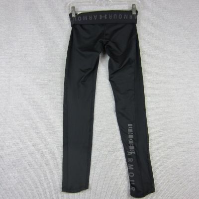 Under Armour Leggings Women Small Black Logo Workout Gym Active Sport Layer