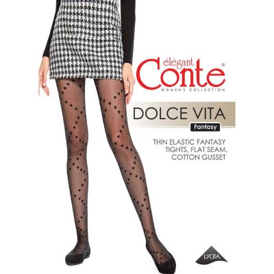 Conte Tights Dolce Vita - Hearts With Lace-Up Imitation Fantasy Women Pantyhose