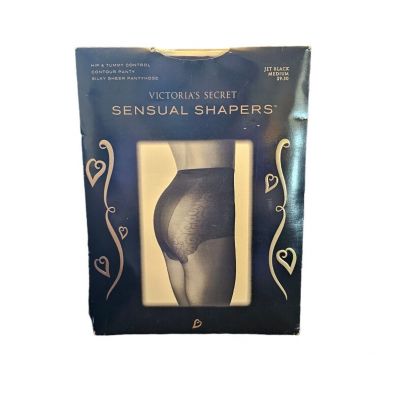 Victoria’s Secret Sensual Shapers Silky Sheer Pantyhose Sz Medium Jet Black New