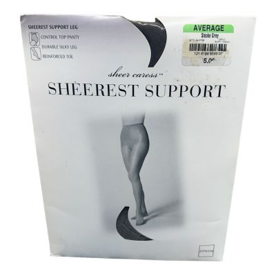 NIP Vintage JCPenney Sheer Caress Control Top Pantyhose Average Smoke Grey