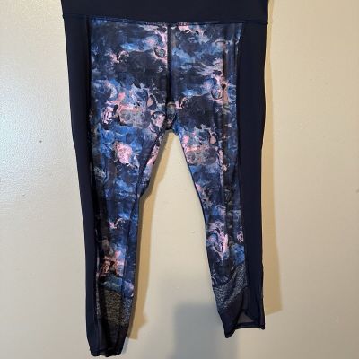 Lululemon Wunder Under Crop Leggings Galaxy Floral Mesh Women's 8 NO RIP TAG