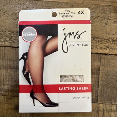 Leggs Just My Size Pantyhose 4X Ivory Enhanced Toe NEW Lasting Sheer