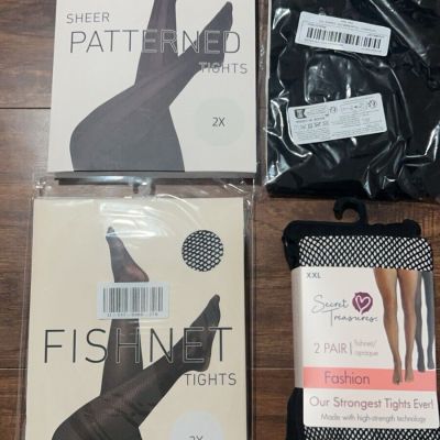 WOMENS PLUS NEW NWT HOSE TIGHTS FISH NET STRIPED 2X PLUS