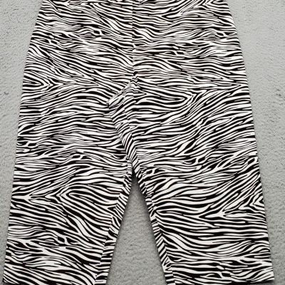 Susan Graver Capri Leggings Womens Size 18W Multi Zebra Print Stretch Low Waist