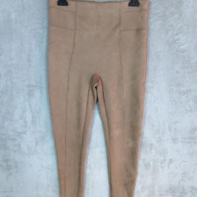 SPANX Faux Suede Leggings Pull On Light Tan Style No. 20322T Women's Size L Tall