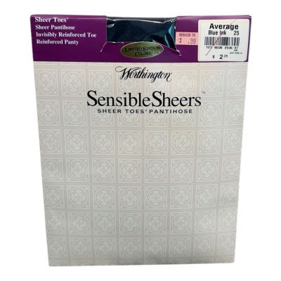 Worthington Sensible Sheers Pantyhose Average Blue Ink 25 Sheer Toes Reinforced