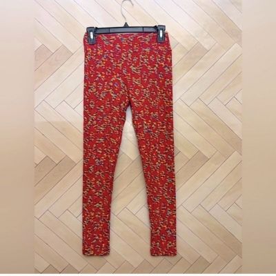 LuLaRoe Leggings Bright Tribal Red Women's  One Size NWOT *