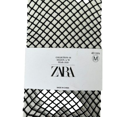 Zara Black Fishnet Pantyhose Size Medium