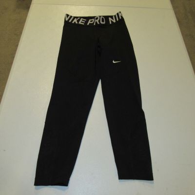 Nike Pro Women's Black Cropped Running Leggings Pants Size S Waist 26