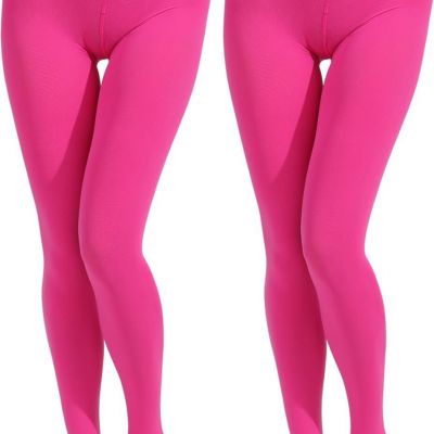 2 Pairs Women's Solid Color Tights 80D, Soft Opaque Microfiber Tights