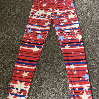 Woman’s LuLaRoe Red, White, Blue Patriotic Americana OS one Size Leggings