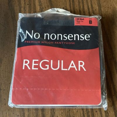 No nonsense premium nylon pantyhose regular off black sheer toe size B New In Pk