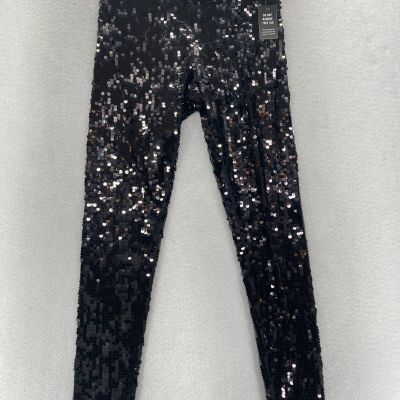 Express Leggings Women's Small Black Sequins Stretch High Rise Skinny Ankle NWT