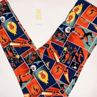 NWT LuLaRoe Disney OS INCREDIBLES Family Multicolor COMIC-Style Leggings *RARE*