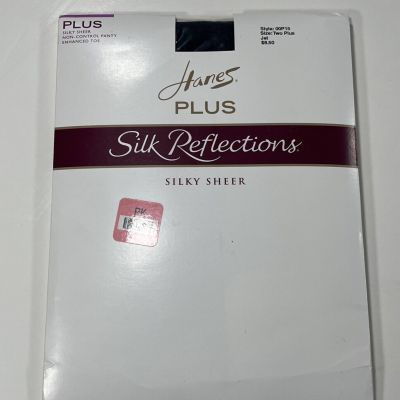 Hanes Plus 00P15 Silk Reflections Silky Sheer Two Plus Jet - New