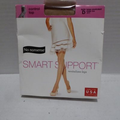 No Nonsense Smart Support Control Top Pantyhose Size D Beige Mist