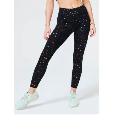 TEREZ UpLift Leggings in Rainbow retro shiny Mini Foil Stars Y2K sz L