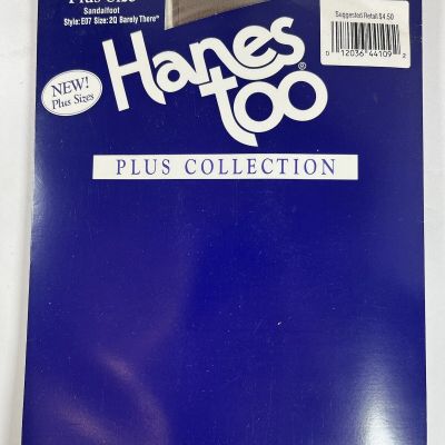 Hanes Too Style E07 Sandalfoot Size 2Q, Color Barely There