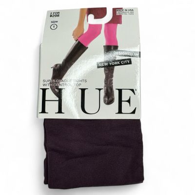 Hue Super Opaque Tights With Control Top Size 1 Fig Purple Designed In NYC