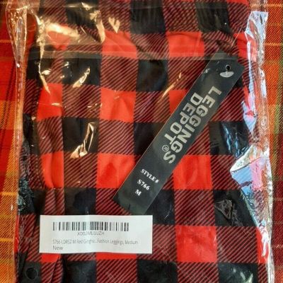 Leggings Depot Women's Red Plaid Fashion Leggings Size Medium Brand New