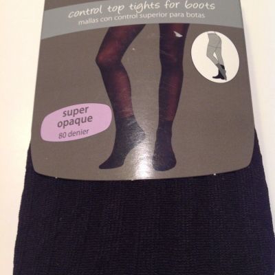 Secret Treasures Control Top Ladies Black Tights for Boots  Sz 2 Super Opaque