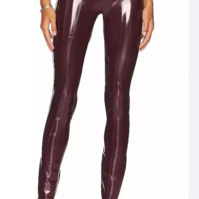 SPANX Faux Patent Leather Liquid Gloss Leggings Ruby Size Petite XSmall NEW