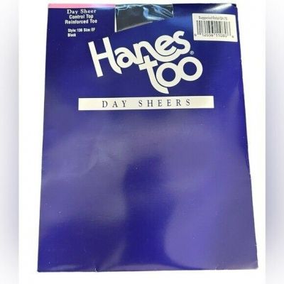 New In Package Vintage Hanes Too Black Day Sheer Control Top Pantyhose Size EF