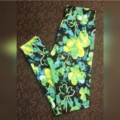 Women's St Patrick's Day Shamrock Leggings. Size Small