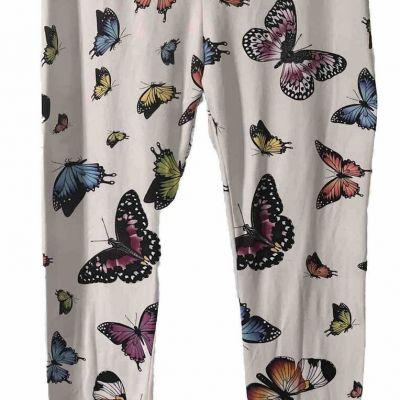 Fashion Nova Women’s Leggings Size XL Polyester/Spandex White With Butterflies