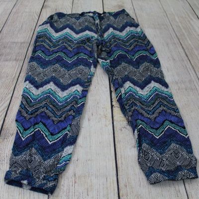 Joe B By Benbasset Womens Blue Geometric Leggings Joggers Rayon Pockets size XL