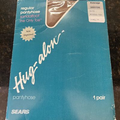 Sears Hug-Alon Pantyhose Sandalfoot The Only Toe Average Sandstone Stockings VTG