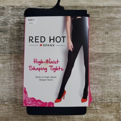 SPANX Red Hot High-Waisted Shaping Tights Sz 1 Womens Black NEW