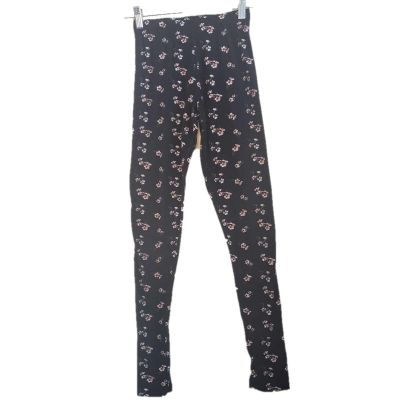 Soft Black Leggings with Floral Print - Size Small - WCle004