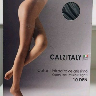 Calzitaly Open Toe Invisible Tights Cooling Effect 10 Den Size Large Nero/Black