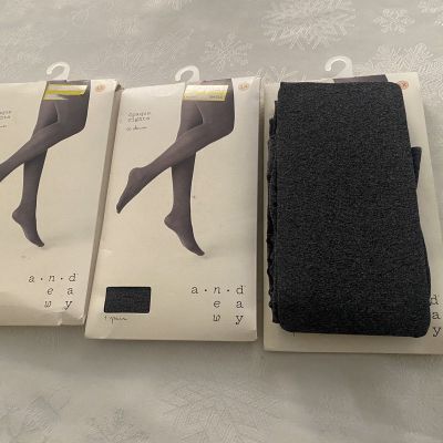 SEXY BEAUTIIFUL ELEGANT WOMEN GRAY HEATHER OPAQUE TIGHTS LOT 3 SIZE 1X BRAND NEW