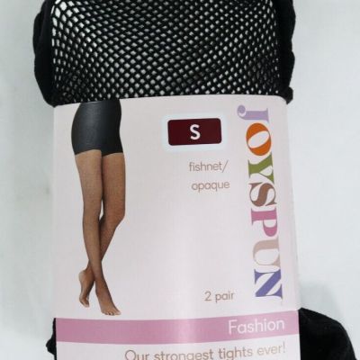 Womens Ladies Joyspun 2 Pair Black Fish Net Tights Size Small NEW